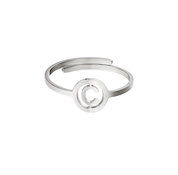 Zilveren ring initiaal C