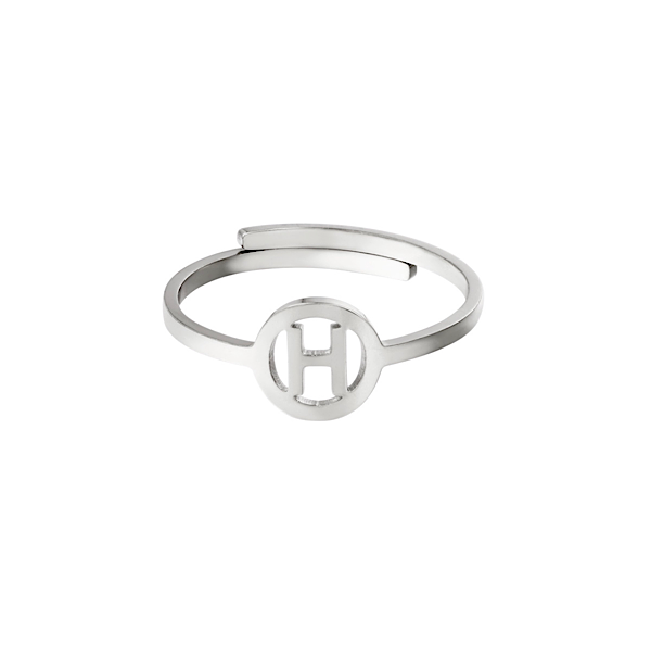 Zilveren ring initiaal H