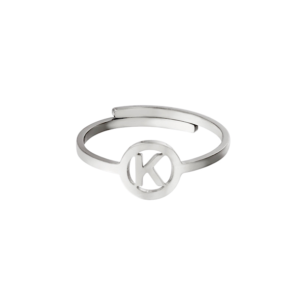 Zilveren ring initiaal K