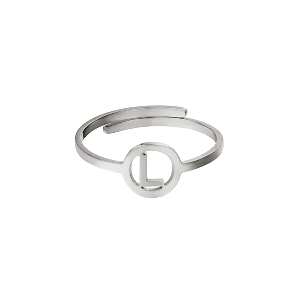 Zilveren ring initiaal L