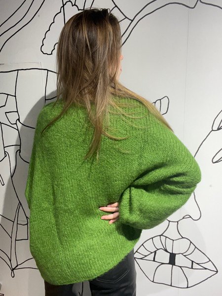 Groen grof gebreide oversized trui