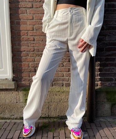 Witte pinstripe pantalon