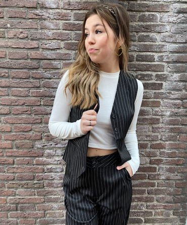 Zwart pinstripe gilet
