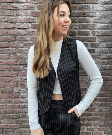 Zwart pinstripe gilet