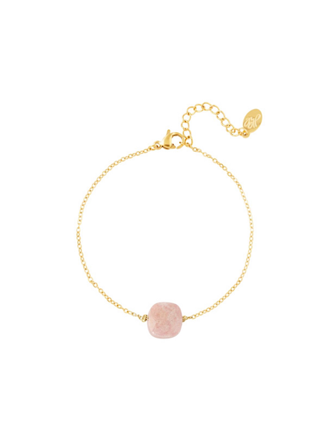Gouden armband met steen roze