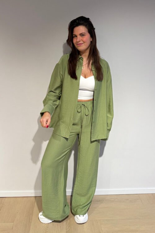 Groene wide leg broek Indy