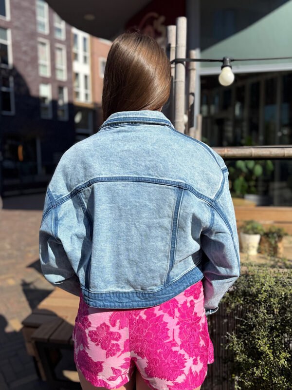 Blauw oversized jack met donkere naden