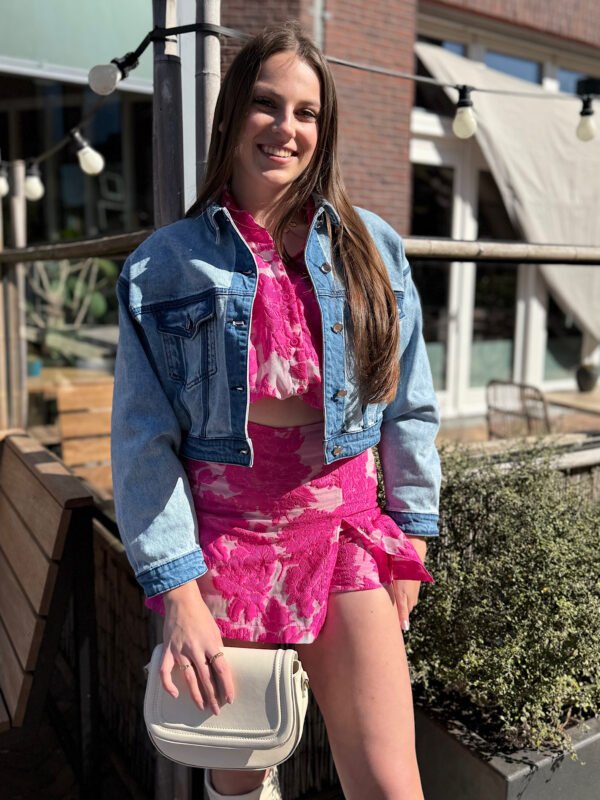Blauw oversized jack met donkere naden