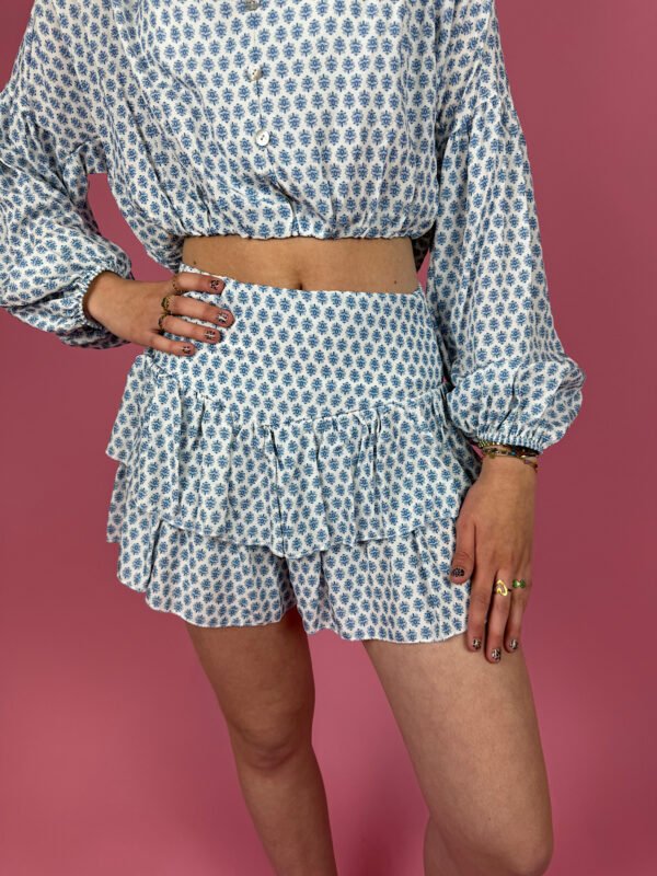 Wit Paloma skort met blauwe print
