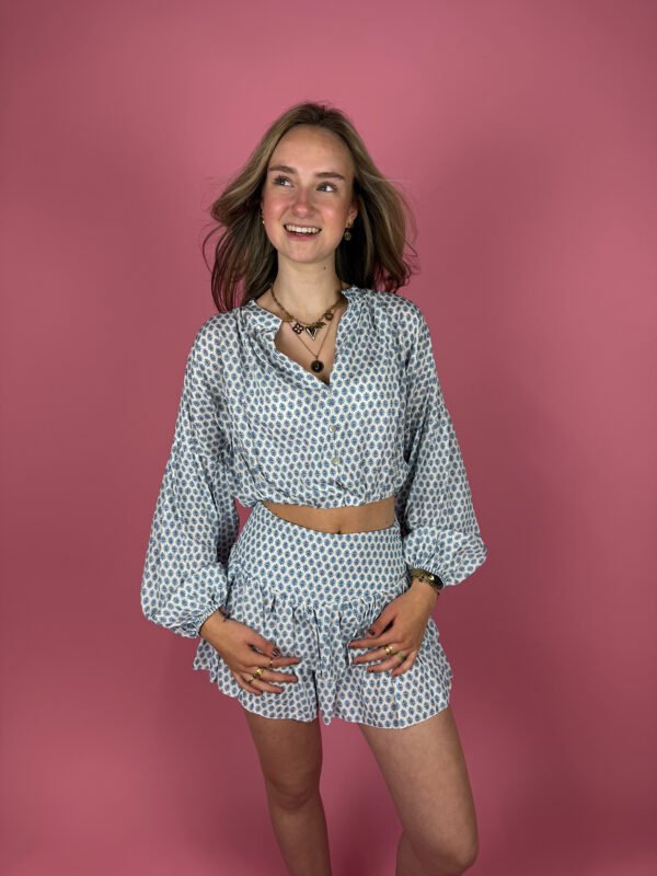 Wit Paloma skort met blauwe print