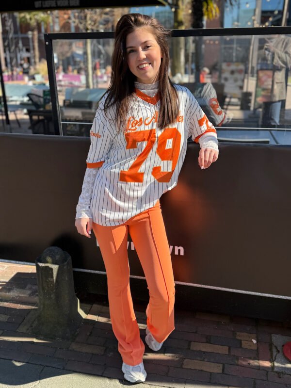 ZM - oranje flared broek met plooi