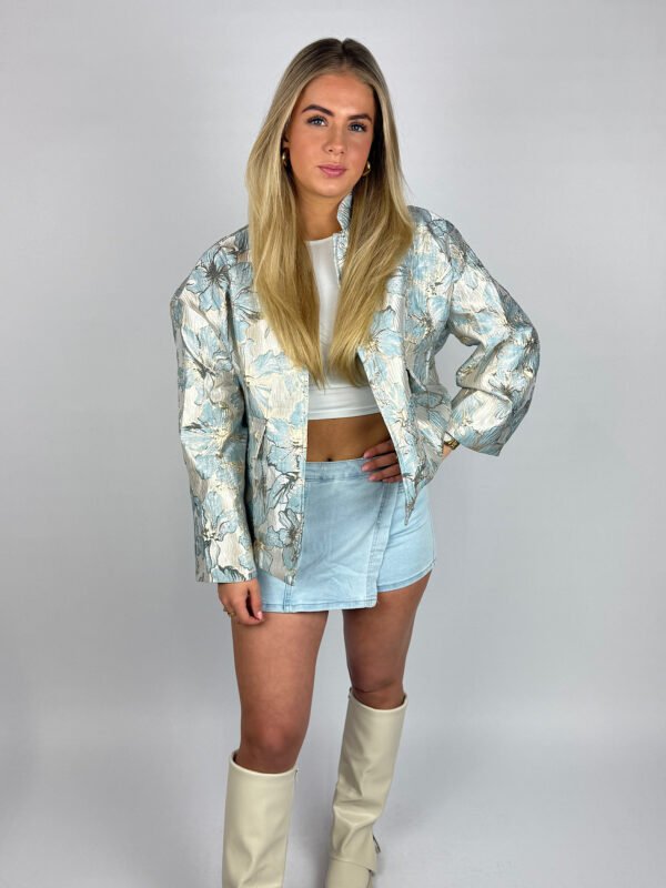 Blauw jacquard bomber jack