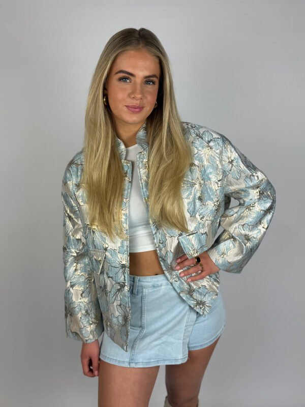 Blauw jacquard bomber jack