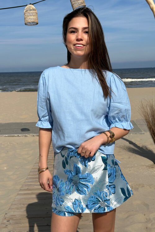 Blauw jacquard skort Norie