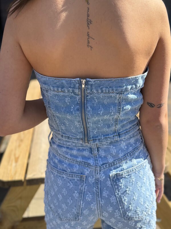 Blauwe denim top met print 3000