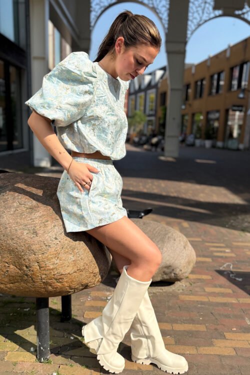 Blauwe jacquard short Sunny