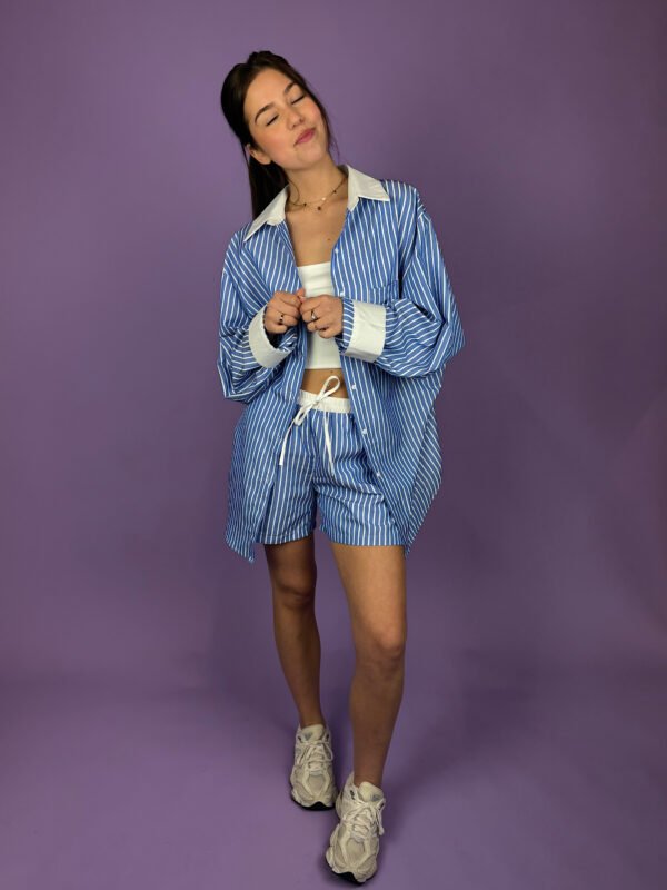 Blauwe pinstripe short Danniek