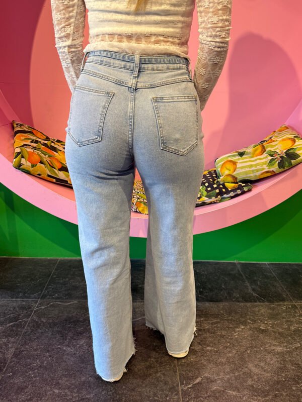 Blauwe wide leg jeans met strik 3065-1