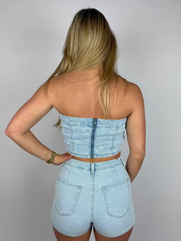 Denim bandeau top met sterren 2988