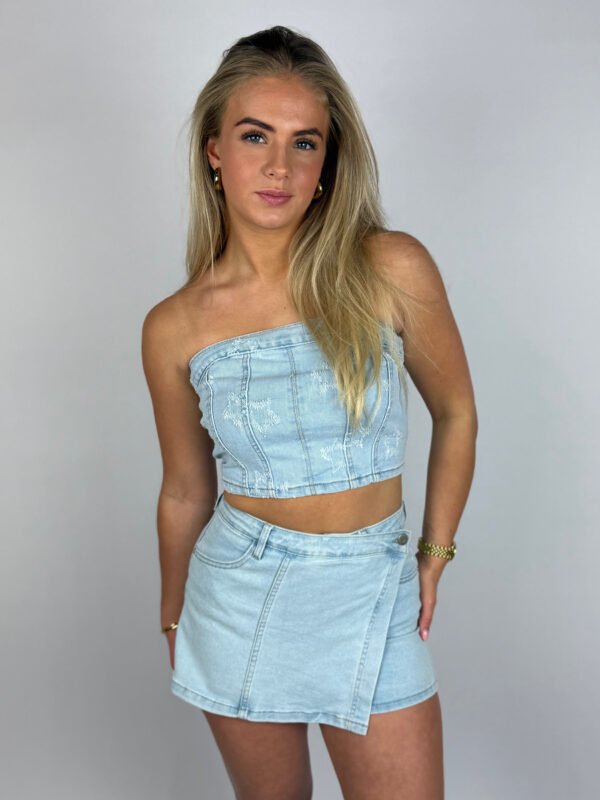 Denim bandeau top met sterren 2988