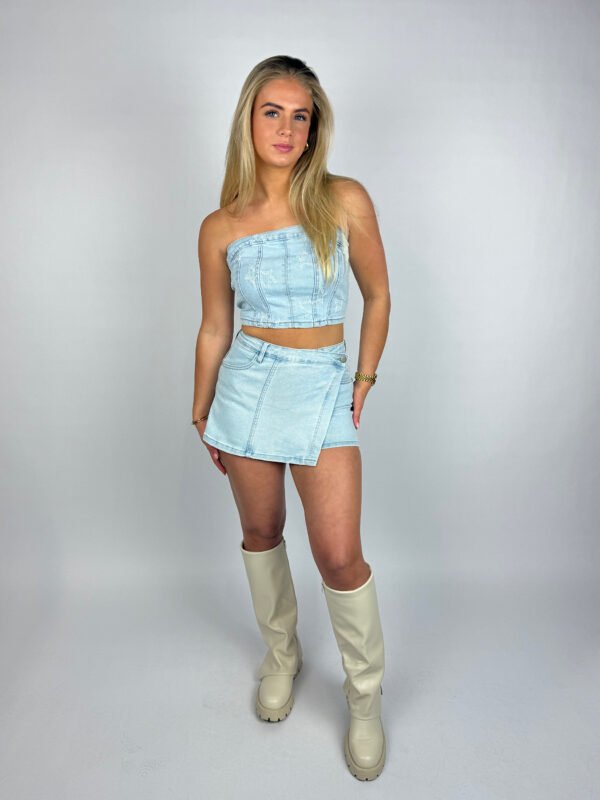 Denim bandeau top met sterren 2988