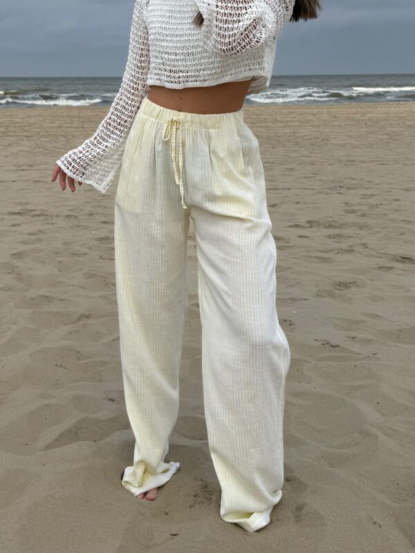 Gele linnen broek met pinstripe