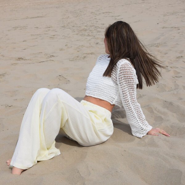 Gele linnen broek met pinstripe