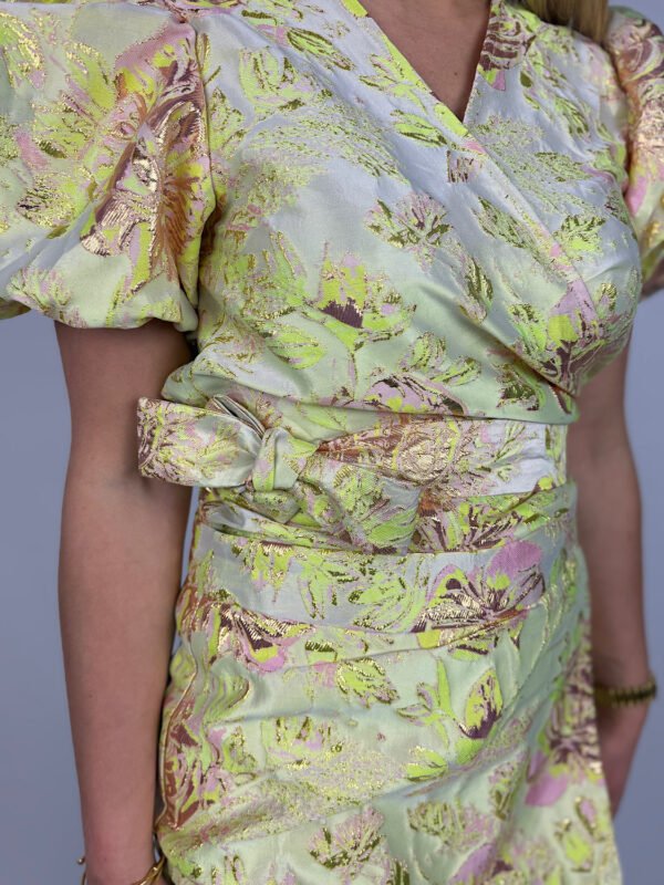 Lime bloemenprint overslag top