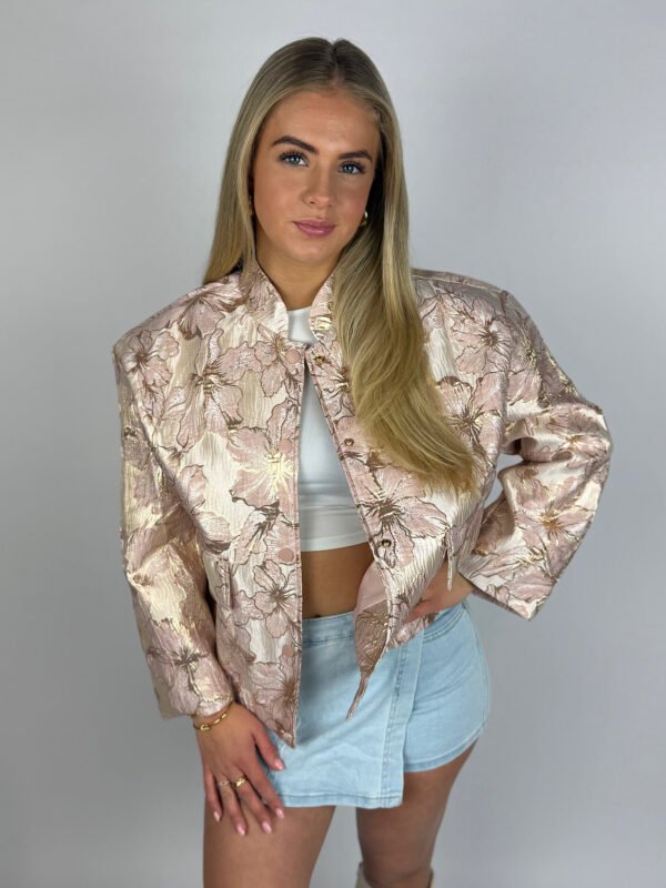 Roze jacquard bomber jack