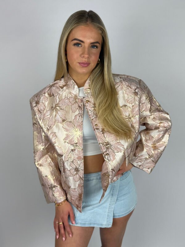 Roze jacquard bomber jack