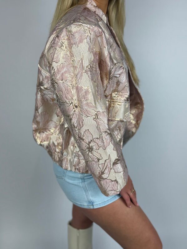 Roze jacquard bomber jack