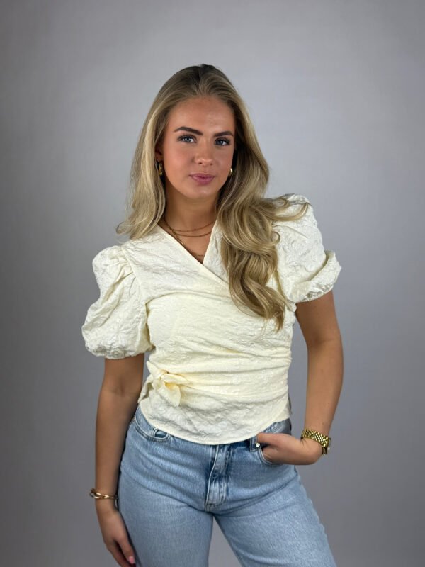 Witte jacquard wikkel top