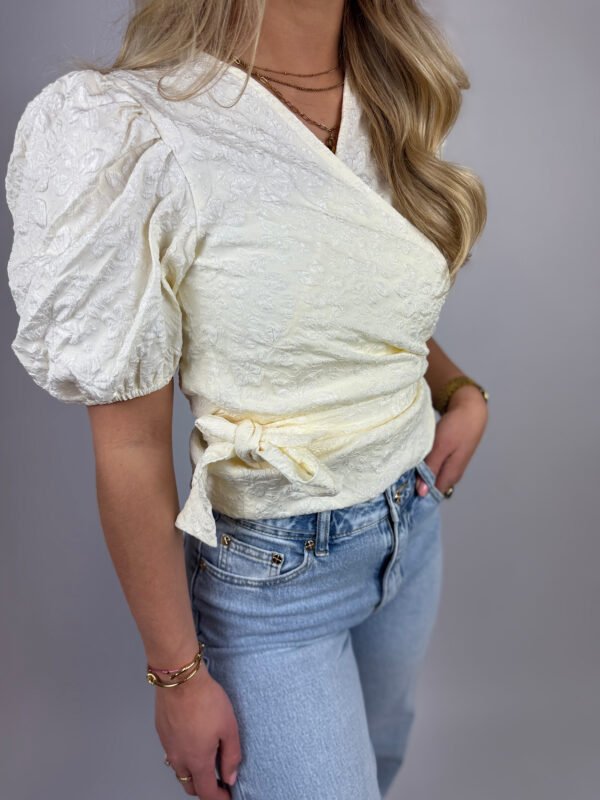 Witte jacquard wikkel top