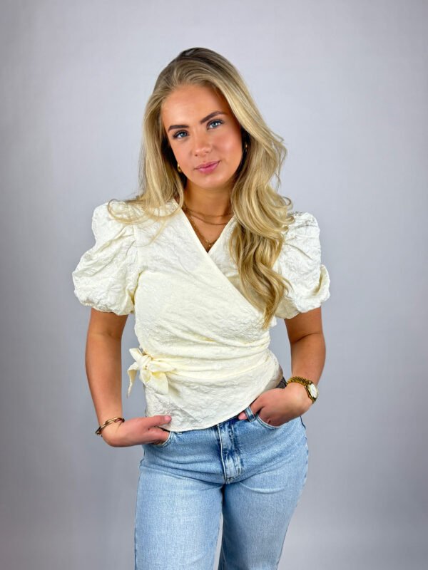 Witte jacquard wikkel top