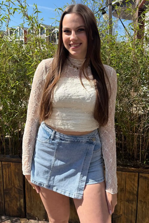 Blauw denim skort assymetrisch 2815