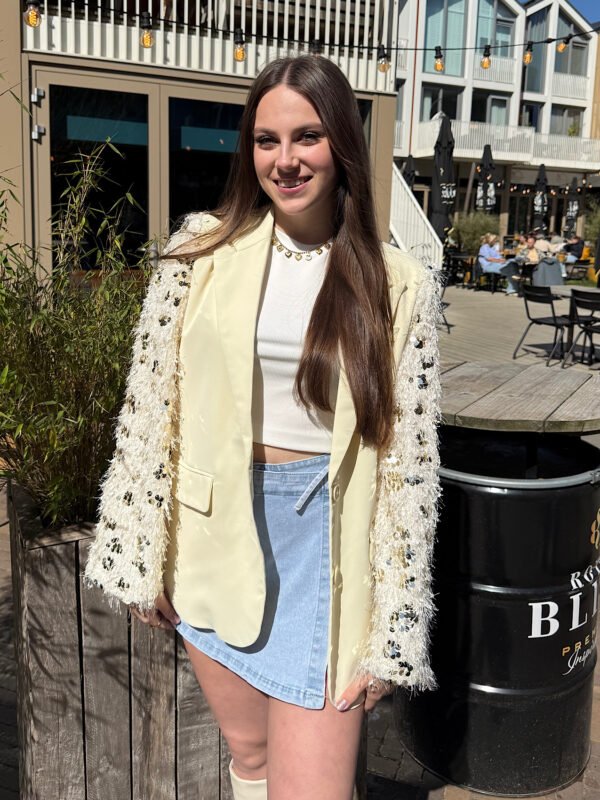 Blauw denim skort met strik 9058-1