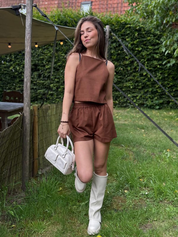 Bruin linnen short Nox