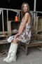Bruine cow print halter jurkje met open rug