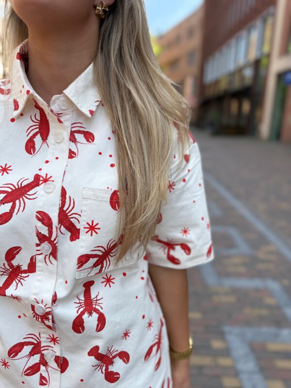 Ecru jurk lobster print