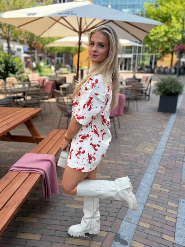 Ecru jurk lobster print