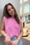 Fuchsia/ roze gestreept knit gilet