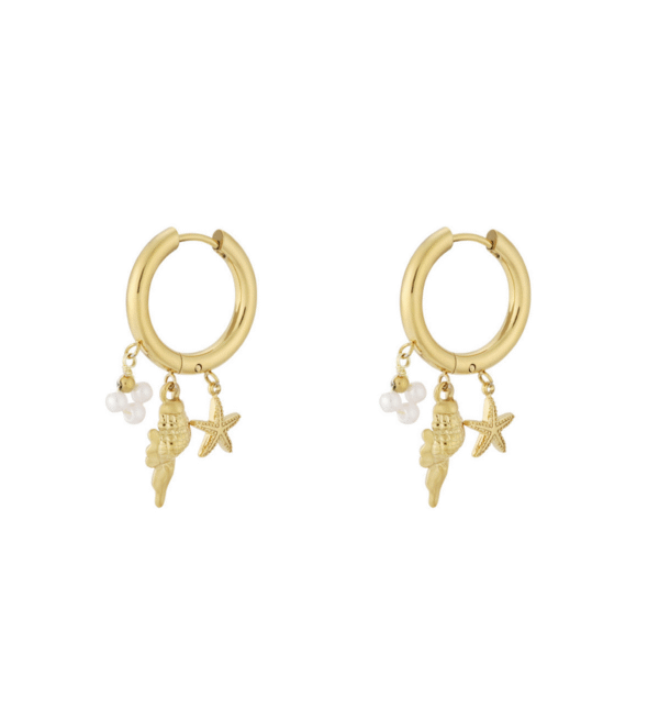 Gouden sea life oorbellen