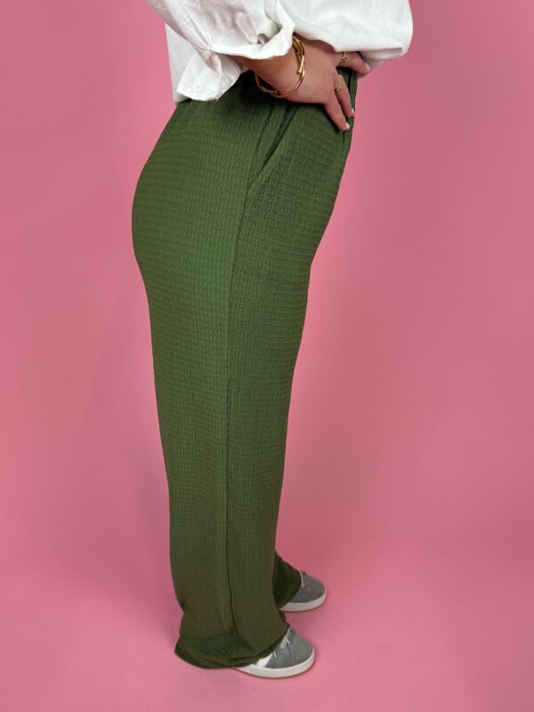 Khaki structuur broek Patty