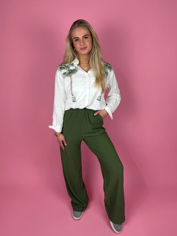 Khaki structuur broek Patty