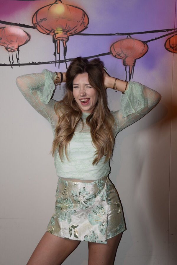 Mintgroen jacquard skort Norie