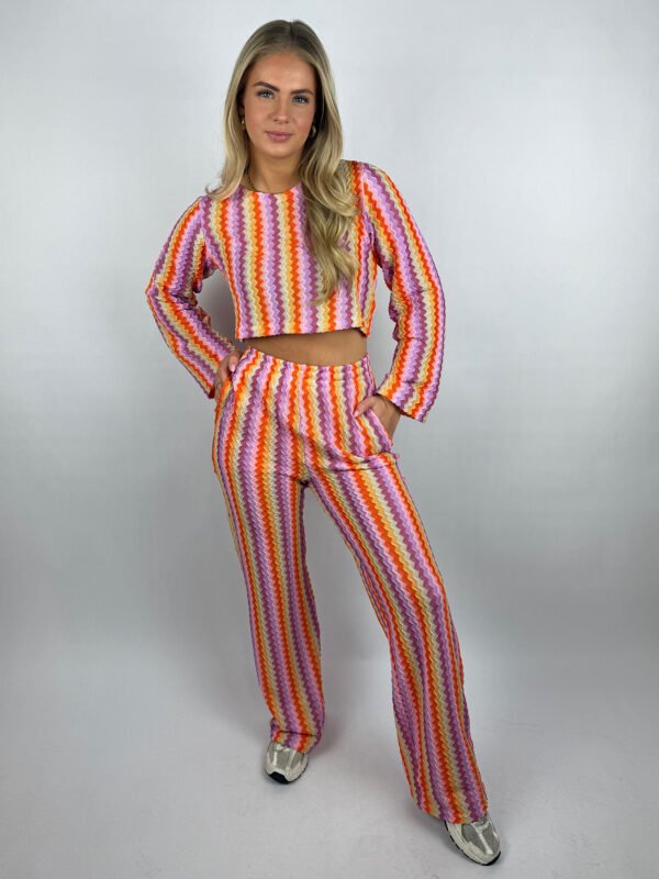 Roze/ multi gehaakte broek