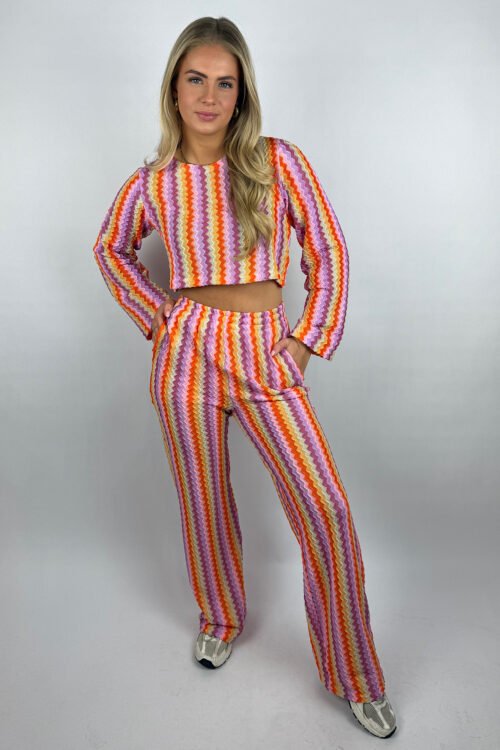 Roze/ multi gehaakte broek