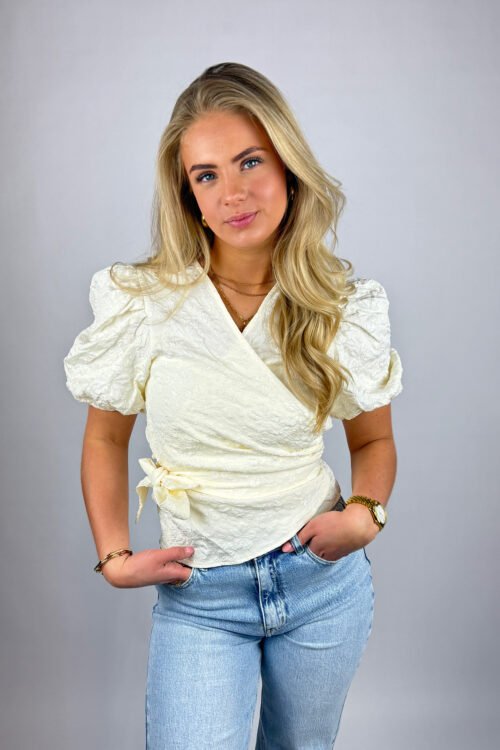 Witte jacquard wikkel top