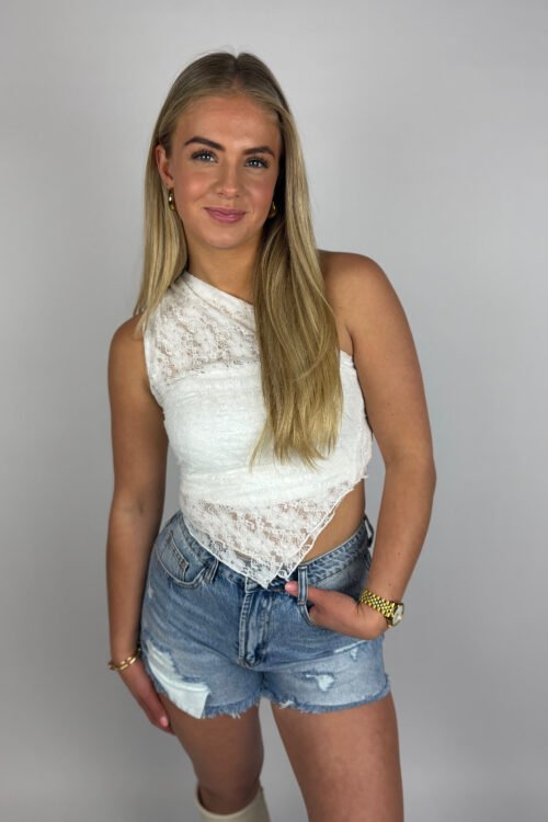 Witte kanten one shoulder top Iris
