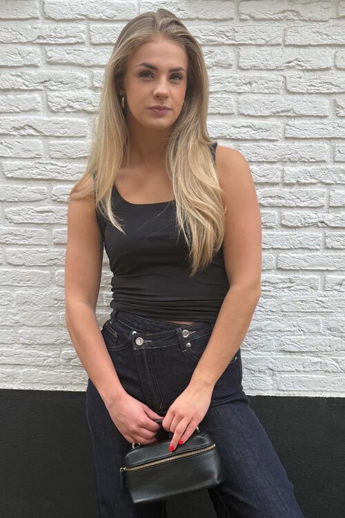 Zwarte basic top vierkanten hals